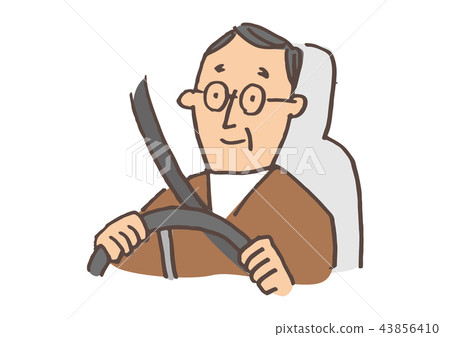 Senior driver holding the handle Senior driver holding the handle 43856410