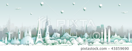 Landmarks of the world with city and skyline. 43859690