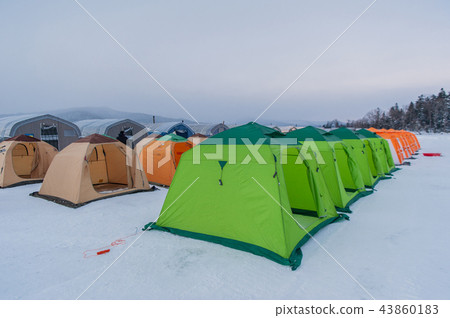 Ice fishing in Lake Akan, Hokkaido 43860183