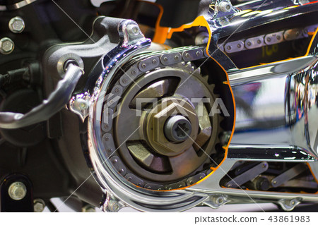 close up detail Motorcycle wheel in black with ABS 43861983