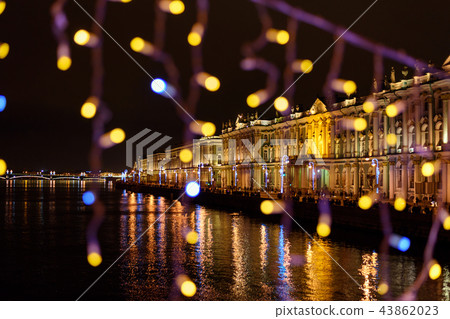 Winter Palace view from Palace bridge decorated Winter Palace view from Palace bridge decorated 43862023