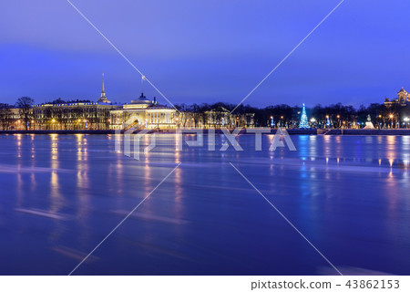 Admiralty embankment at night. Saint Petersburg 43862153