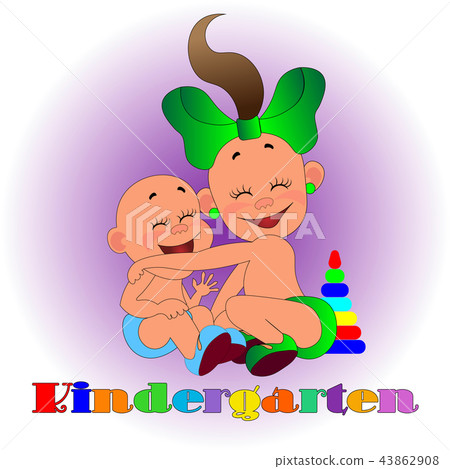 boy and girl enjoying the game together, a signboard of the kindergarten logo boy and girl enjoying the game together, a signboard of the kindergarten logo 43862908