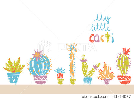 Set of hand drawn cacti in pots  Desenhos bonitinhos, Mini-pinturas,  Coisas para desenhar