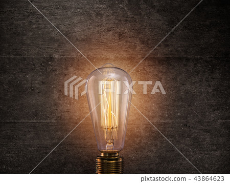 Vintage Edison light bulb on dark background. 43864623