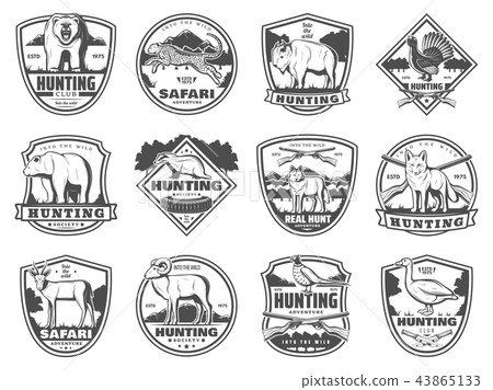 Hunting sport club and adventure icons 43865133