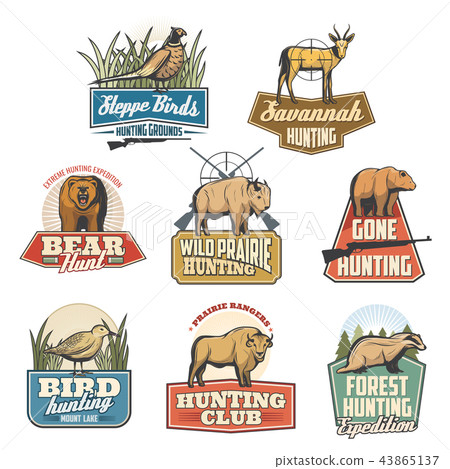 Hunting sport vector isolated icons 43865137