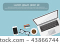 Work desktop top view, office desk table 43866744