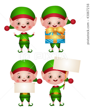 Set of xmas illustrations of an Elf or leprechaun Set of xmas illustrations of an Elf or leprechaun 43867238