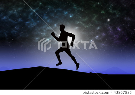 Man silhouette running exercise at mountain Man silhouette running exercise at mountain 43867885