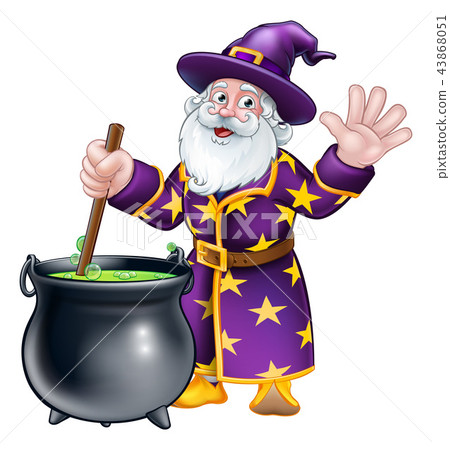 Wizard and Cauldron Cartoon Character 43868051