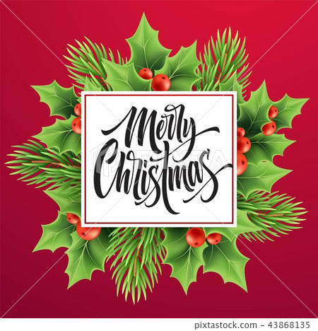 Merry Christmas greeting card vector template - Stock Illustration ...