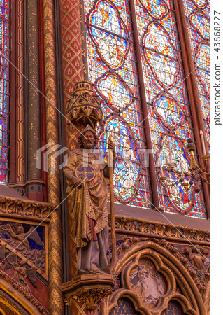 Stained glass windows inside the Sainte Chapelle a royal Medieval chapel in Paris, France 43868227