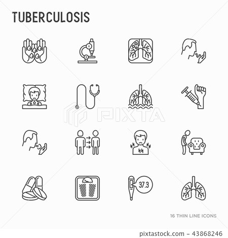 Tuberculosis thin line icons set Tuberculosis thin line icons set 43868246