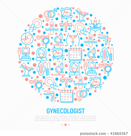 Gynecologist concept in circle with thin line icon Gynecologist concept in circle with thin line icon 43868367