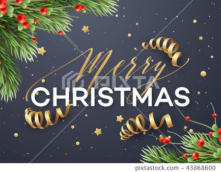 Merry Christmas greeting card vector template - Stock Illustration ...