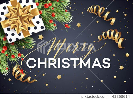 Merry Christmas greeting card vector template - Stock Illustration ...
