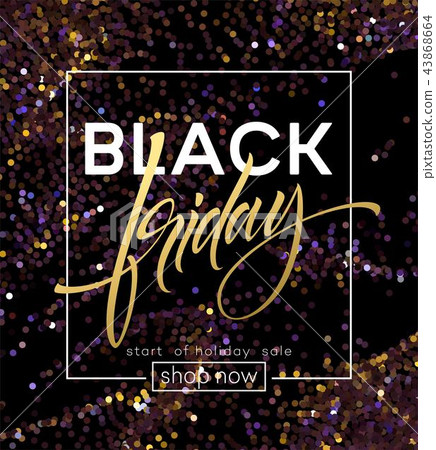 Black Friday poster vector template with glitter effect 43868664