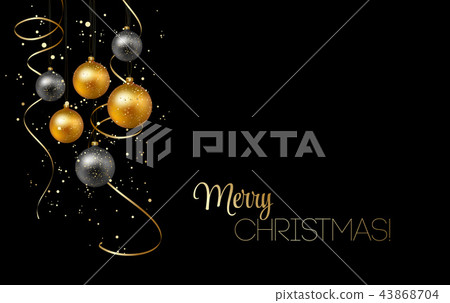 Christmas background with gold baubles and serpentine 43868704