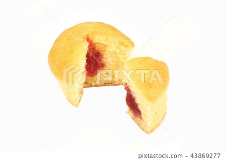 Two parts of muffins,close-up. Isolated on white background. Two parts of muffins,close-up. Isolated on white background. 43869277