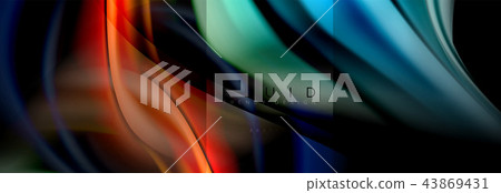 Rainbow fluid abstract shapes, liquid colors design, colorful marble or plastic wavy texture 43869431