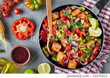 Texas Caviar mixture with ingredients, close up 43870813