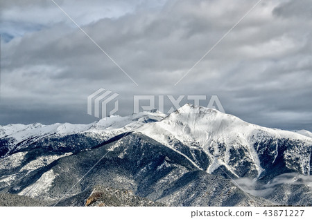 Moody weather mountain landscape background 43871227