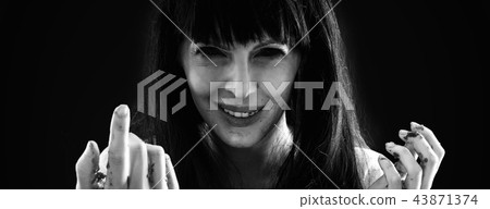 Halloween horror. Crazy bloody scary zombie woman 43871374