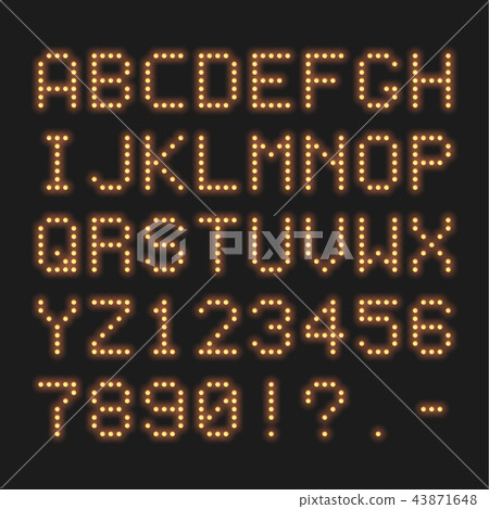 Retro style dotted led font. Vintage abc set. 43871648