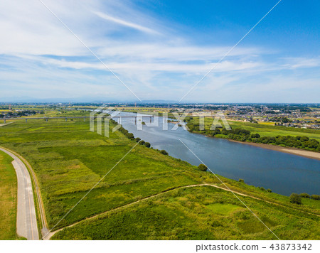 Landscape _ Aerial of Tone River 43873342