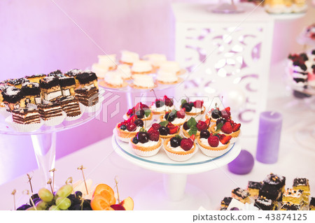 Buffet with a variety of delicious sweets, food ideas, celebration 43874125