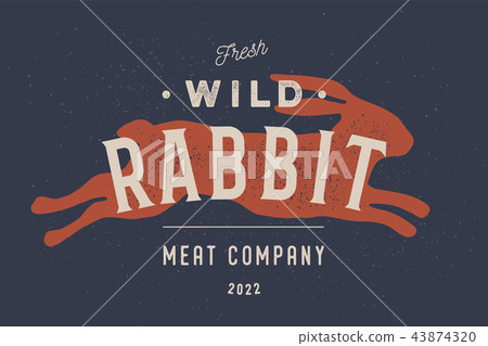 Rabbit. Vintage logo, retro print, poster for Butchery 43874320