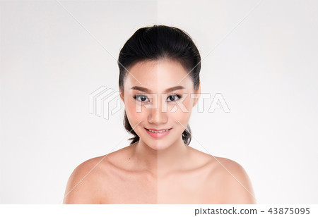 Beautiful asian young woman on white background Beautiful asian young woman on white background 43875095