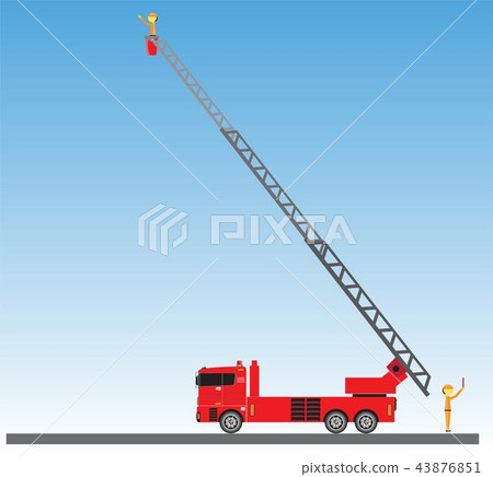 Fire Truck on blue sky background Fire Truck on blue sky background 43876851