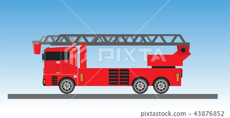 Fire Truck on blue sky background Fire Truck on blue sky background 43876852