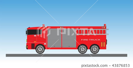 Fire Truck on blue sky background Fire Truck on blue sky background 43876853