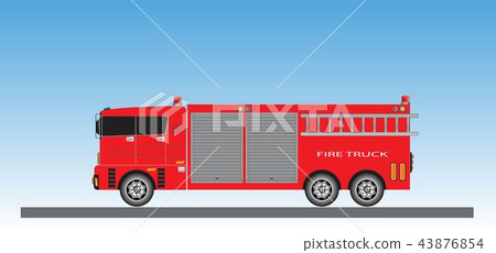 Fire Truck on blue sky background 43876854
