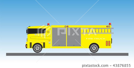 Fire Truck on blue sky background Fire Truck on blue sky background 43876855