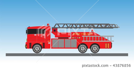 Fire Truck on blue sky background Fire Truck on blue sky background 43876856