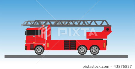 Fire Truck on blue sky background Fire Truck on blue sky background 43876857