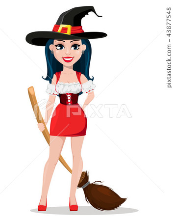 Happy Halloween. Sexy witch in beautiful dress Happy Halloween. Sexy witch in beautiful dress 43877548
