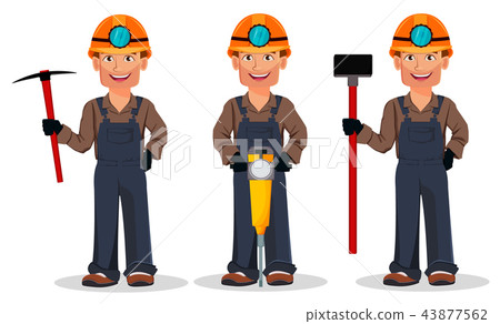 Miner Man Mining Worker Cartoon Character Stock Illustration 43877562 Pixta