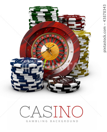 Roulette with Chips, Casino concept, 3d Illustration of Casino Games Elements isolated white Roulette with Chips, Casino concept, 3d Illustration of Casino Games Elements isolated white 43878343