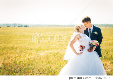 black and white photo portrait of the bride  groom 43879802