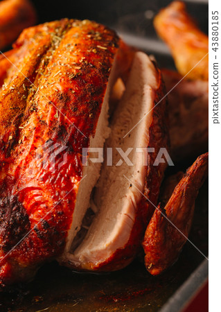Fresh baked chicken with golden brown chopped Fresh baked chicken with golden brown chopped 43880185