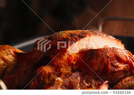 Baked chicken with fresh browned crust chopped 43880186