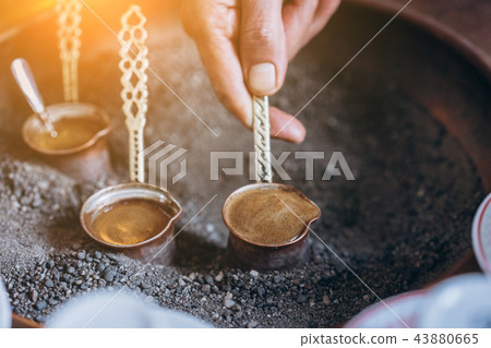traditional coffee in the Turks, close view traditional coffee in the Turks, close view 43880665