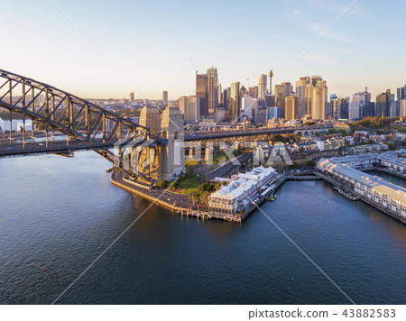 Sydney city skyline at night with fireworks 43882583