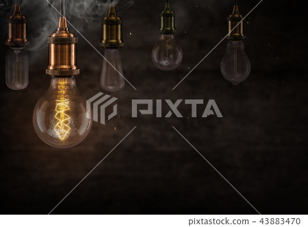 Vintage Edison light bulbs on dark background. 43883470