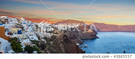 The famous sunrise at Santorini in Oia village The famous sunrise at Santorini in Oia village 43883557